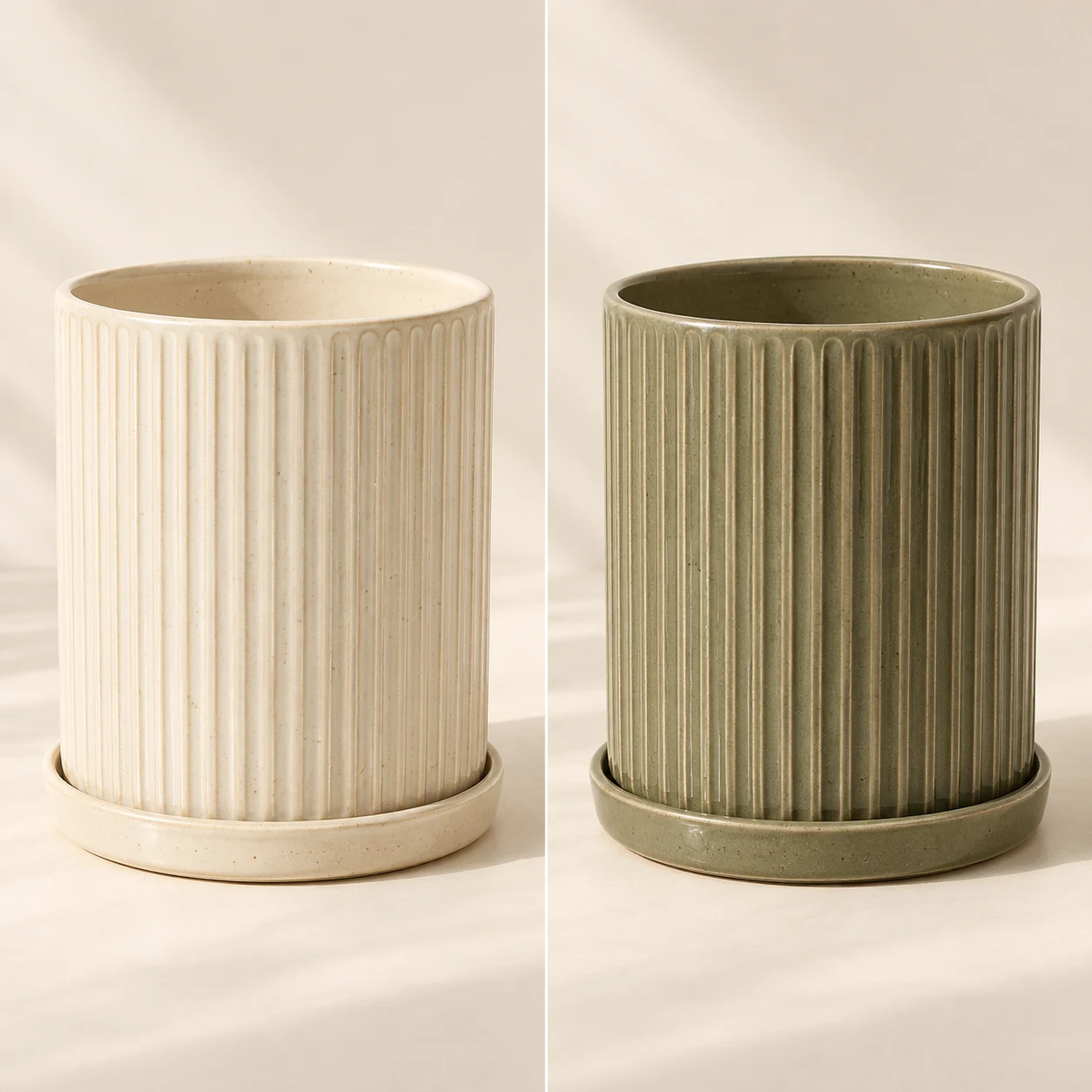 Column Planter, Chalk on the left and Olive on the right