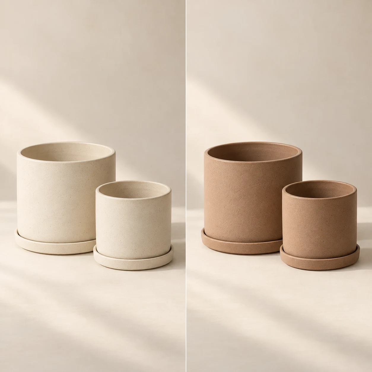 Duo Planter Set, Chalk on the left and Clay on the right