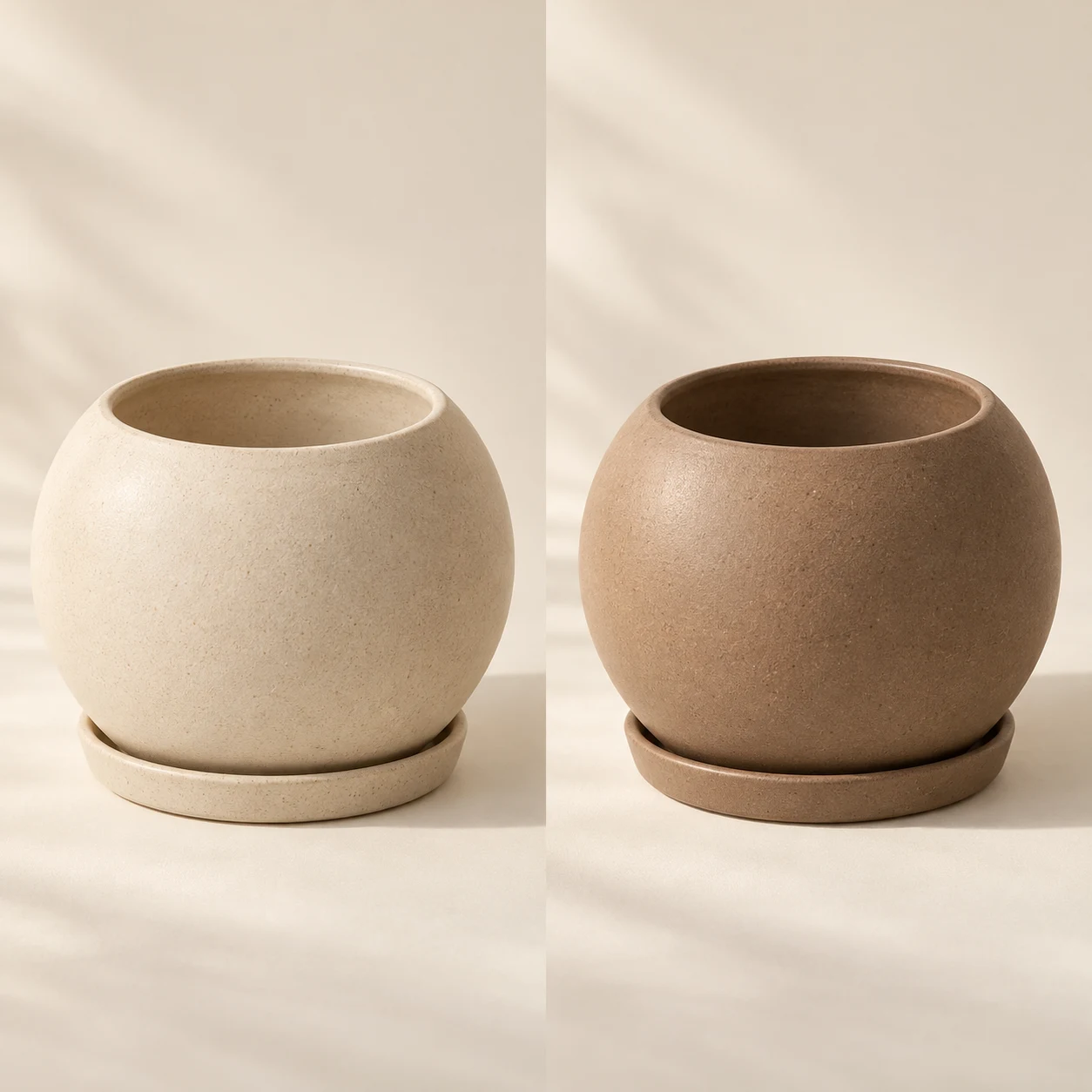 Halo Planter, Oat on the left and Clay on the right
