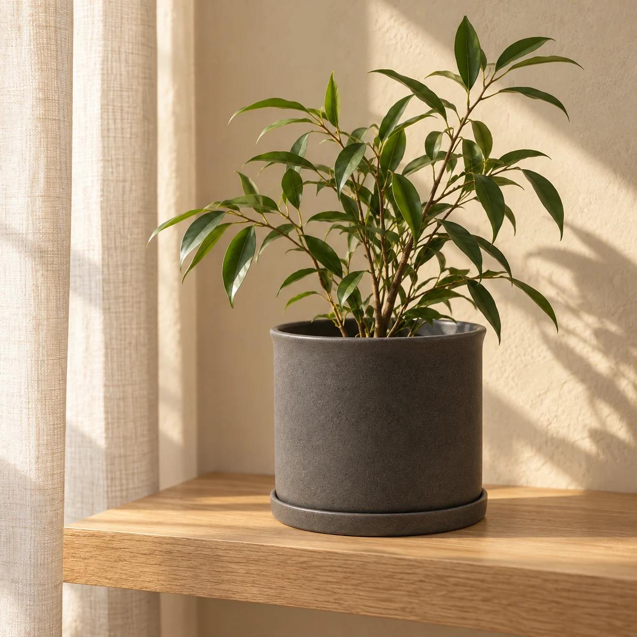 Indoor greenery and sculptural planter forms